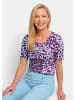 GOLDNER Kurzgröße:  Jersey-Shirt mit Animal Print in hellblau / pink / gemustert