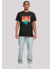 F4NT4STIC T-Shirt Berg Sonnenuntergang Geometrisch in schwarz