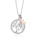 Elli Halskette 925 Rosegold Bi Color_Tri Color, Lebensbaum, Vogel in Silber