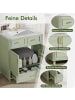 ABRIHOME Waschbeckenunterschrank in Grün mit Keramikbecken Soft Close Schublade 81x45,5x86,5 cm