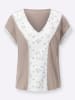 Sieh an! V-Shirt in taupe-ecru-bedruckt