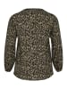 KAFFE curve Langarm-Bluse KCmahlena Regular fit in Black/Elephant Graphic lines
