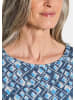 GOLDNER Halbarm Viskoseshirt im Allover-Design in blau / gemustert