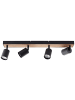 Brilliant Jello Wood LED-Spotbalken – 4-flammig, Schwarz/Holz, dimmbar, warmweiß
