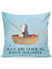 Mr. & Mrs. Panda Kissen Pinguin Angelboot mit Spruch in Eisblau