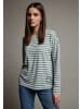 ELBSAND Langarm T-Shirt Tooske in Soft Sage + Cloud White STRIPE