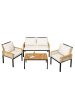 ABRIHOME Gartenlounge-Set in Beige mit Akazienholz-Tisch für 4 Personen