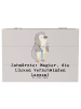 Mr. & Mrs. Panda Aufbewahrungsbox Zahnarzt Magier mit Spruch in Grau Pastell