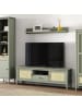 home24 home24 TV-Lowboard aus Massivholz in Helles Olivgrün - 40 x 158 x 53 cm in Helles Olivgrün / Messingfarben
