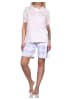 NORMANN kurzarm Schlafanzug Shorty karierter Hose Jersey - 79033 in rosa