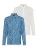 Laura Scott Hemdbluse in blau gemustert + weiss