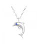 Alexander York Kette mit Anhänger DELFIN Zirkonia saphir in 925 Silber - 2-tlg. in silber