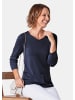 GOLDNER Kurzgröße:  Baumwollpullover mit Ajour-Details in marine