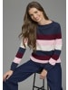 Laura Scott Strickpullover in marine-bordeaux-rosa-weiß