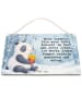 Mr. & Mrs. Panda Schild Panda Winter Pommes Design mit Spruch in Weiß