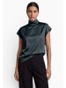 Zero  Satin-Bluse mit Kragen in Teal Ocean