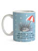 Mr. & Mrs. Panda Becher Seeigel mit Spruch in Blau Pastell