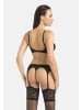 Teyli Strumpfgürtel aus Mesh mit floraler Spitze Beatrice in schwarz