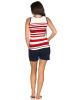 NORMANN Achselhemd Shorty Pyjama kurzarm Streifen und Knopfleiste - 53789 in rot