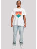 F4NT4STIC T-Shirt Berg Sonnenuntergang Geometrisch in weiß