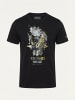 KOROSHI Crew t-shirt baumwolle druck-emb in anthrazit