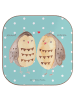 Mr. & Mrs. Panda Untersetzer für Gläser Eulen Liebe ohne Spruch in Türkis Pastell