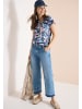 Cecil T-Shirt mit Split Neck und Grafikprint in Blau