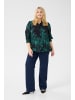 KAFFE curve Langarm - Hemd KCmona Regular fit in Black/Green Painted Flower