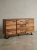 KADIMA DESIGN Sideboard 145x82x45 cm Massivholz / Metall mit Baumkante