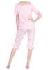 NORMANN Pyjama Schlafanzug kurzarm CapriHose und Spitze - 72686 in rosa