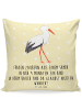 Mr. & Mrs. Panda Kissen 40x40 Storch mit Spruch in Gelb Pastell