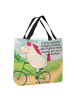 Mr. & Mrs. Panda Reisetasche Einhorn Radfahrer Design mit Spruch in Weiß