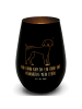 Mr. & Mrs. Panda Windlicht Glas Hund Dogge mit Spruch in Schwarz