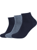 camano Baumwolle Bio Unisex-Kurzsocken 3 Paar ca-soft in dunkelblau/jeans meliert