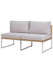 home24 home24 Loungesofa 2-teilig - Webstoff / Teak massiv / Edelstahl - Hellgrau - 140 x 74 x 70 cm in Hellgrau