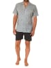 NORMANN kurzarm Schlafanzug Shorty Pyjama zum durchknöpfen in anthrazit