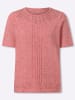 Sieh an! Kurzarm-Pullover in grapefruit-ecru-meliert