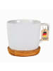 Intirilife Kaffeetasse Teetasse Keramik mit Holz Untersetzer 230 ml in Weiß