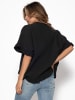 SASSYCLASSY Musselin Bluse mit Rüschensaum in Schwarz