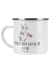 Mr. & Mrs. Panda Camping Emaille Tasse Bester Bräutigam mit Spruch in Transparent
