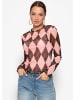 SASSYCLASSY Mesh Langarmshirt mit Rautenmuster in Rosa
