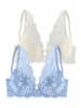 PETITE FLEUR Push-up-BH in himmelblau+creme