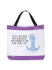 Mr. & Mrs. Panda Schultertasche Anker Blau mit Spruch in Weiß