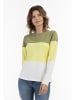 usha BLUE LABEL Damen Feinstrickpullover Mit Blockstreifen in Weiss Grün