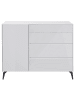 58 aufm Kessel KOMMODE Elfi 131x42x104 Hochglanz Kreidegrau/Glas Kreidegrau