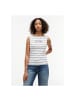 Tommy Hilfiger Top in Fine Stp Ecru - Dark Night Navy
