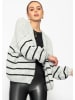 SASSYCLASSY Gestreifter Cardigan mit Außennähten in Hellgrau