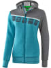 erima 5-C Trainingsjacke mit Kapuze in oriental blue melange/grau melange/weiss