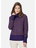 MADELEINE Softer Schurwoll-Pullover mit stylischen Streifen in macchiato / alliumviolett