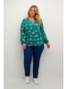 KAFFE curve Langarm-Bluse KCami Regular fit in Green Detailed Flower Print